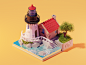 Lighthouse lighthouse lowpolyart low poly diorama isometric lowpoly render blender illustration 3d