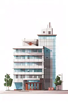 现代医院插图手绘