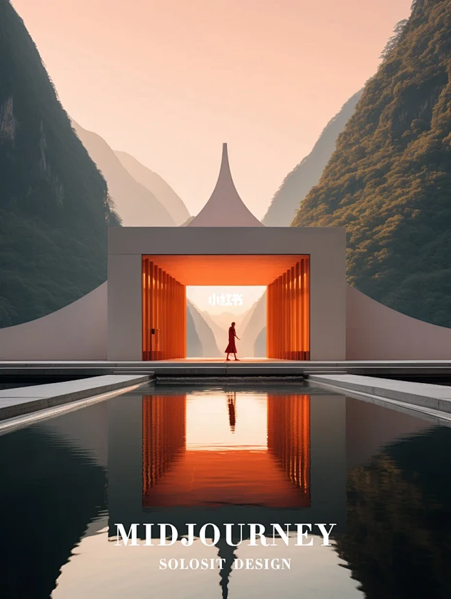 Midjourney--中式古典对称建筑-花瓣网