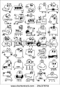 doodle icons illustration collection MONSTERS FUNNY aliens strange