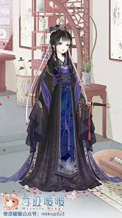 奇迹暖暖 暖暖环游世界 少女 小清新 插画 搭配 服装 设计 古风 伪汉服 韶颜倾城 墨 高端霸气上档次 仙女 古典 气场 点击高清大图