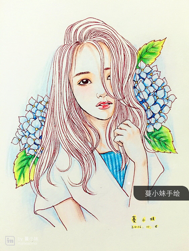 彩铅手绘，插画，人物