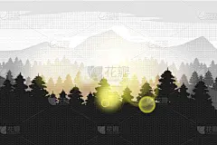 背景,山,森林,松木,地形,户外,绿色,木制,早晨,冒险