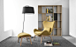 PU foam design armchair with wooden base Lazy - Calligaris CS/3373-A