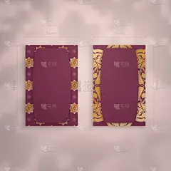 名片模板勃艮第与印度黄金图案为您的个性。