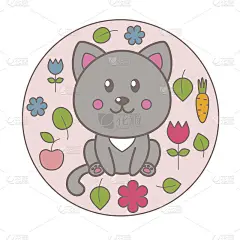 卡哇伊的小猫。矢量插图设计