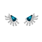Hueb Mirage 18k London Blue Topaz Diamond Fan Stud Earrings : Hueb Mirage 18k london blue topaz diamond fan stud earrings. 18k white gold stud earrings feature a large London Blue topaz stone accented with angled rows of pave diamonds. Total London Blue t