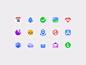 Icons for a habit tracking app about info email feedback share icloud data do not location mood sleep app store health photo notification calendar habit tracker habit