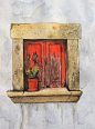 古旧的门。| 水彩·绘画：Teresa   (转)