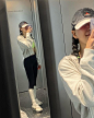 Photo by @os_ons on March 24, 2024. May be a selfie of 2 people, hat, mirror, sweatpants, sweatshirt and top.