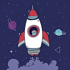 卡通插画火箭宇宙太空