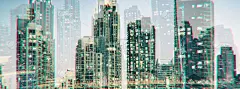城市景观双重曝光glitch风格