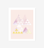 Art Print | Geometric Triangle Shapes | Alchemy | Watercolor | Pastels