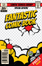 矢量漫画书封面矢量模板。漫画书海报，可编辑杂志页面插图