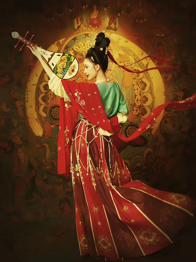 敦煌舞蹈服飞天汉服坦领演出服异域风情服装西域唐制女装唐乐古风-淘宝网图片_敦煌图片素材-花瓣网