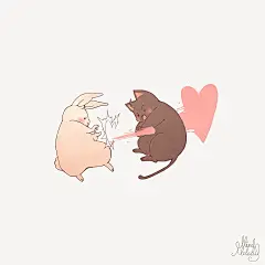 爱之击
泰国人气美女画师Mindmelody 创作的系列动物插画《joojee &amp; friends》。兔子叫joojee，猫咪叫boyfriend
#mindmelody# #二次元推图君# #猫咪# #boyfriend# #二次元# #漫画# #表情# #动漫# #爱情#