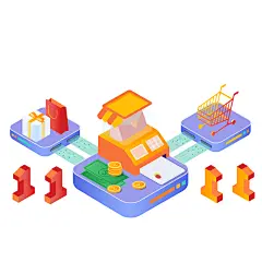 科技科幻渐变小人人物场景插画