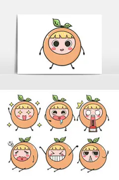 橙色卡通橘子表情包配图