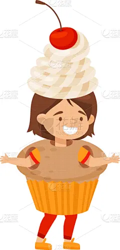 女孩,纸杯蛋糕,化妆舞会服,乐趣,奶泡,可爱的,食品,白色人种,传统节日
