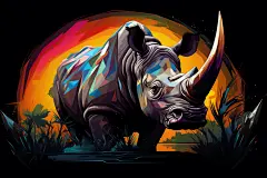 犀牛角野生动物犀牛创意插画