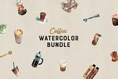 杯子水彩咖啡豆饮料包装餐厅餐饮休饰AI+PNG矢量设计素材 (1)
