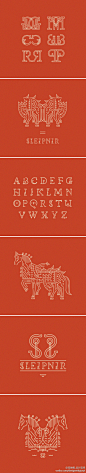 伦敦设计师阿夫沙尔设计了一套英国皇家邮政的趣味字体。这个字体的灵感来自北欧神话的八足神马 Sleipnirr。