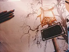 手绘 插画 彩铅 风景