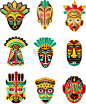 非洲,面具,墨西哥,多色的,土著人,木制,图腾柱,华丽的,布置