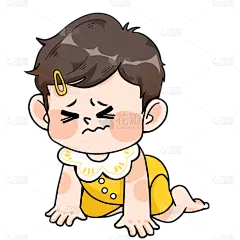 手绘-可爱婴儿人物插画-皱眉