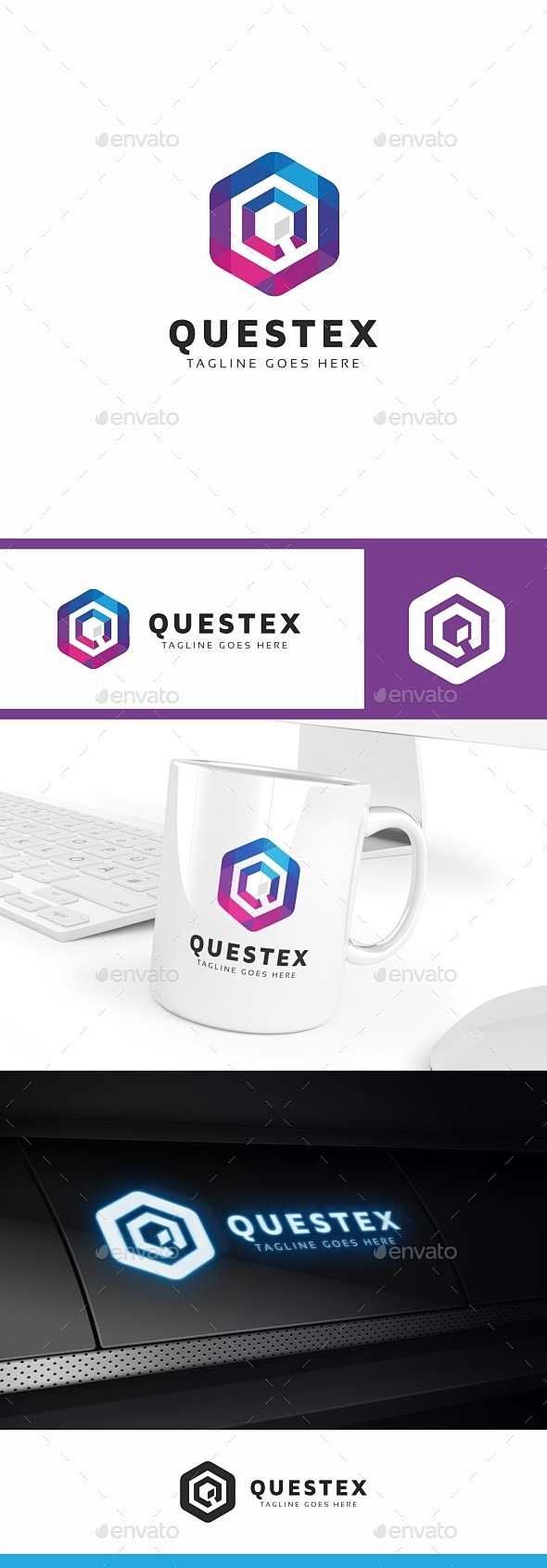 Questex - Q字母标志模板信件标...