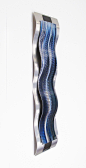 2017 Valentines Day Special Edition Blue metal wall sculpture "Rhythmic Curves" Brian Jones : "Rhythmic Curves - Blue" Metal wall sculpture by Brian Jones features stunning hand painted details with silver curved base design, exclusive