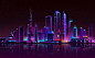 赛博朋克风格科幻城市夜景风景插画矢量图素材