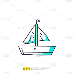 旅游度假旅游和空缺概念矢量插图。海船涂鸦渐变填充线图标符号符号符号