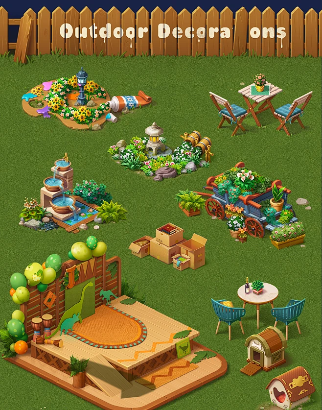 Casual game 3d city builder oncept art game art blender isometric