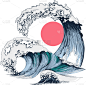波浪,海洋,太阳,动物手,背景,湿,环境,绘制,流动,复古