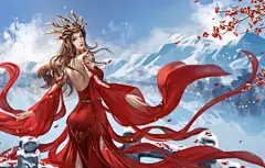 美杜莎 红色裙子 回头 高清4k壁纸