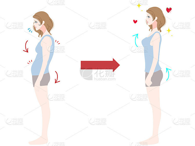 女性弯腰挺直的姿势