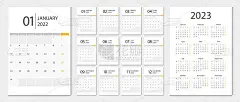 2022年日历，2023年日历周一开始公司设计模板矢量。