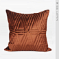 法式浪漫新古典/靠包靠垫抱枕/红棕色深橘色绒布绒面几何绗棉方枕