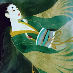 【白露集】 古风写意水彩插画【鹿菏】月中天 汉服设计参考