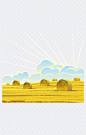 田野上的卷起来的麦垛|装饰,收成,金黄色,农业生产,矢量,卡通元素,手绘/卡通