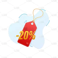 八折折扣标签。折扣报价标签。10%折扣促销平面图标与长影子。矢量插图。