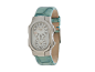 Philip Stein Small Signature Stainless Steel Watch on Green Alligator Print Patent Strap Green