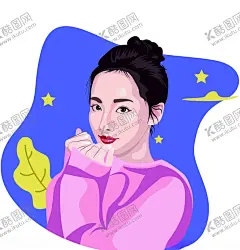 矢量人物插画 【酷图网】矢量女孩插画,夜空下的女孩,动漫卡通人物,秋日星空女孩,浪漫女孩插画