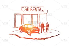 户外,男人,中心,商务,汽车,华贵,艺术品,顾客,草图,服务