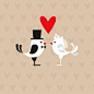 【矢量可下载】情人节婚礼卡通爱情鸟类图案浪漫结婚婚庆海报模板EPS源文件素材