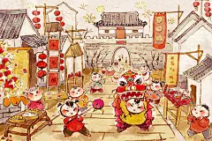 舞狮,春节,街道,胡同,建筑_aead76a5d_热闹的新年街_创意图片_Getty Images China