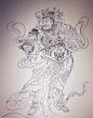 爱上纯手绘——从零开始（法海寺壁画）-莲羊_插画,中国风,法海寺,岩彩,国画_涂鸦王国插画