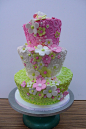 topsy turvy swirls flowers pink green by CAKE Amsterdam - Cakes by ZOBOT, via Flickr