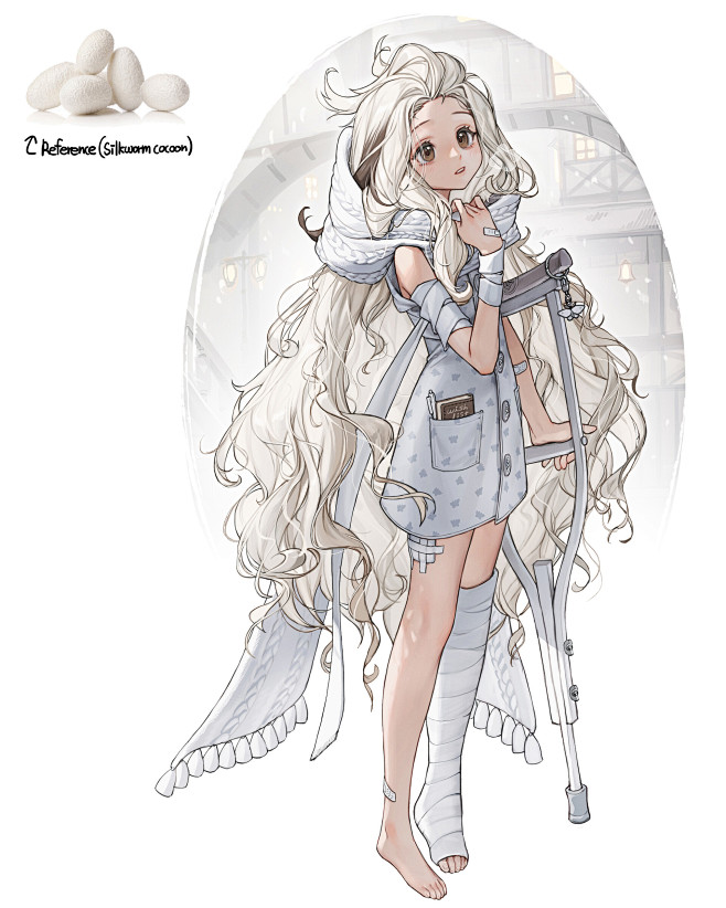 silkworm cocoon girl
